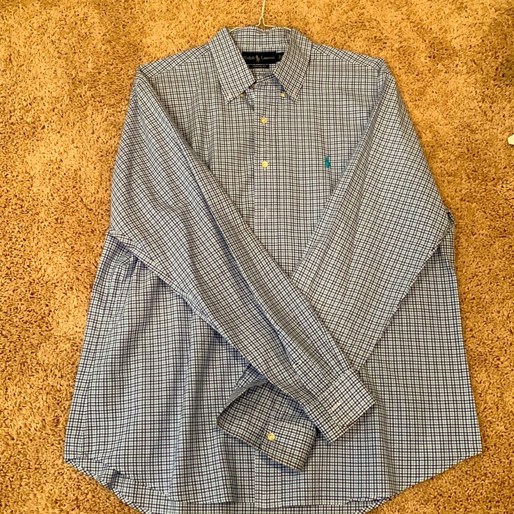 Ralph Lauren Custom Fit button up light blue dark blue